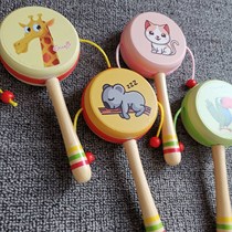 Pull the wave drum baby educational hand rattle Newborn childrens toy Baby 0-1 years old Shake the drum turn the snare drum toy 