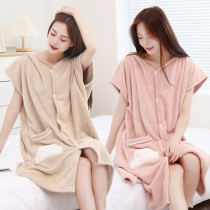 Towel bathrobe women than cotton absorbent quick-drying autumn and winter can be wrapped bathrobe wearable cloak bath skirt