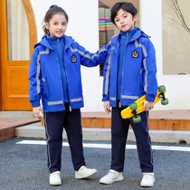 Childrens assault clothes class uniforms primary school uniforms autumn and winter three sets of warm artifact kindergarten Garden uniforms Winter Blue