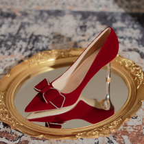 Wedding Shoes Bridal Shoes Style 2022 Spring New Thin Heel Show and wedding dress Two wearing red heels Shoes Woman marries