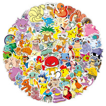 100 new Pokemon Pokemon cartoon waterproof laptop water cup electric car decoration stickers
