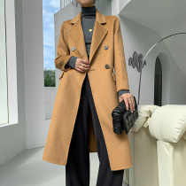 Maguba double-sided woolen coat womens long 2021 new autumn and winter wool water ripples retro woolen coat
