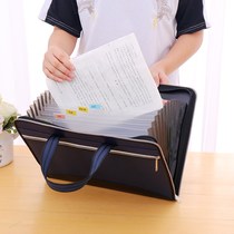Organ bag student paper storage clip creative waterproof canvas file bag multi-layer folder portable briefcase