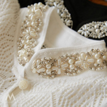 Autumn and winter European station womens European goods heavy industry handmade nail beads Chinese style buckle hollow top lazy sweater