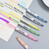 Mu Han Korean creative double-headed two-color highlighter student stroke key sentence marker pen color oblique marker pen
