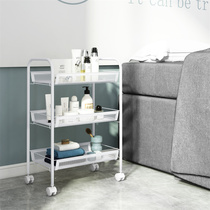 Shelf three-layer movable tool car beauty salon special hand push trolley kitchen white storage snack shelf