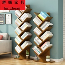 Childrens tree bookshelf creative bamboo solid wood simple landing book desktop storage rack simple small bookcase