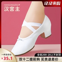 Elegant etiquette body training shoes low belt and dance shoes national belly dance body teacher soft bottom practice shoes women