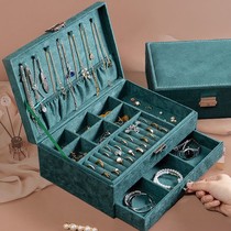 With lock flannel jewelry box hand jewelry storage box wedding Chinese style female Princess European high-end jewelry box