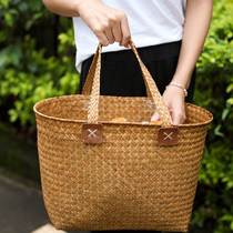 Picnic basket Japanese hand-woven basket rattan home picnic basket ins Wind rattan storage basket buy basket