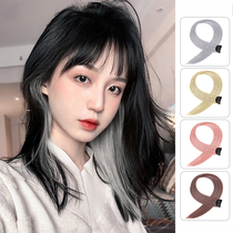 Hanging ear dyed wig piece female tide one piece of traceless patch wig real hair full live hair color receiving wig strip