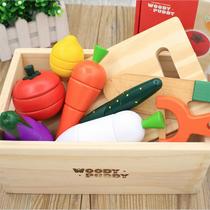 Toy Chile Childrens Fruit and Vegetable Play Home Simulation Wooden Kitchen Early Education Magnetic Puzzle Wood 3