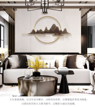 New Chinese style metal landscape wall hanging living room sofa background wall light luxury iron decorative pendant round handmade stereo