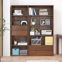 Solid wood bookcase household bookshelf floor full wall simple shelf display cabinet small bedroom living room cabinet