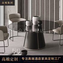 Crowdwatching modern minimalist light and luxurious Nordic Wind rock plate tempered glass table Hotel Club Villa Marble Round Table