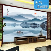 New Chinese living room bamboo wood fiber TV background wall abstract artistic conception ink landscape painting integrated wall panel film and television Wall