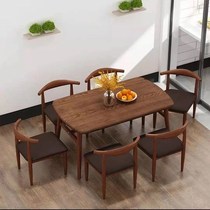 Solid wood dining table rectangular modern small family style home Easy dining table and chairs Dining Table Negotiation Table Home Coffee Shop