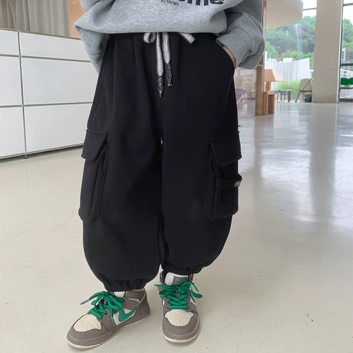 Пуховик для мальчиков, детские утепленные бархатные штаны, коллекция 2023