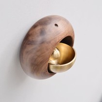 Round Day Style Door Bell Pan Magnetic Attraction Black Walnuts Wood Wind Bell Home Solid Wood Decorated Fridge Joe