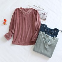 Island fleece pajamas ladies pullovers coral fleece warm autumn and winter stretch flannel homewear can be worn outside