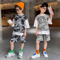 Boy Clothing Boy Summer Suit 2022 New Children Pure Cotton Short Sleeves CUHK Child Han Version Boy T-Shirt Two Sets