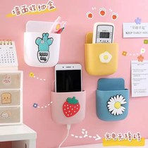 Cute ins remote control containing box cartoon headboard mobile phone rack stationery makeup brush wall upper wall-mounted shelve