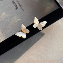 Brief Cat Eye Stone Shells Butterfly Earrings Female Pure Silver Small Crowd Design Sense Fashion Earrings 2023 New Earrings