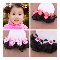Childrens wig female South Korean child ornaments butterfly knot adorned with small baby princess selling cute hair ring pellet head flower buds