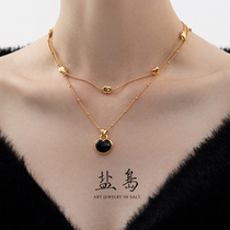 Salt Island Descartes Small Fat Heart Black Manau Necklace Original design Gilded Light Extravagant LUXURY SMALL CROWDSOURCED GIFT FASHION LOCK BONE CHAIN