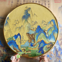 Picture of Tai Blue Pinch Enamel painting diy handmade materials round green mountain water decoration painting