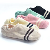 Hitch White Shoes Invisible Socks Female Non-slip Sports Socks Striped Light Mouth Short Socks Breathable Not to Boat Socks Cotton students
