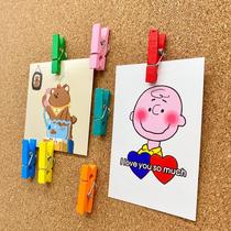 20 Creative Colorful Wooden small clips Nail Convenience Sign Clip Photo Wall Trim soft plank felt plate Sort by nail