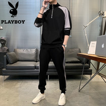 Playboy spring and autumn sweater men 2021 new trend fashion leisure suit men with handsome two-piece set
