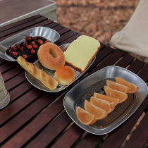 Outdoor enamel plate camping fruit plate European retro tinplate plate camping tableware self-driving tour portable barbecue plate
