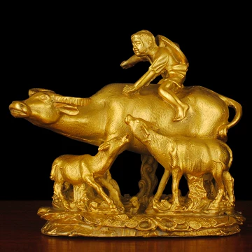 置物　童子牧牛　石 童子骑牛品牌及商品- 京东