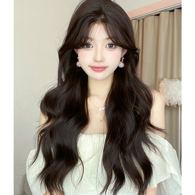 taobao agent Shu Duo wig Female long hair without trace Naturally, the front of the lace hand -woven net red eight characters bangs full header