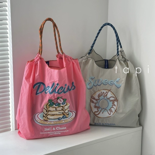 Японский водонепроницаемый тканевый мешок, нейлоновый шоппер, сумка на одно плечо, с вышивкой