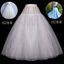 Four - layer hard sand skirt Hard yarn wedding dress super seated natural bowed bride - braced