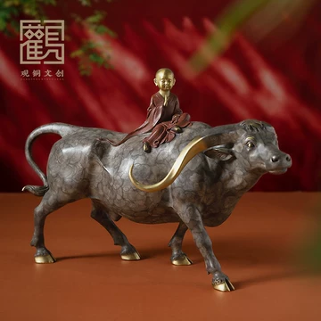 置物 童子牧牛 石 童子骑牛排行- 京东