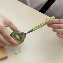 Small export of South Korea green lattice ceramic handle stainless steel steak knife fork spoon dessert three sets of butter knife