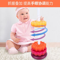 Rainbow turn music childrens early education puzzle turret baby baby toys stacked ring layer by layer set of cups