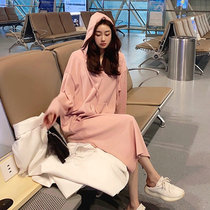 Korean pregnant women autumn dress 2021 New wear fashion loose sweater skirt temperament pregnant women Spring and Autumn long dress