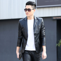 2021 spring new leather mens Korean version of the short slim leather suit youth handsome trend casual suit jacket