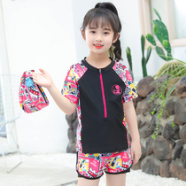 Childrens swimsuit Girls  baby sunscreen bathing suit Middle and large childrens UV protection split swimsuit Swimming trunks summer suit