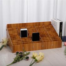 24-cell wooden mobile phone storage box creative office meeting finishing desktop management remote controller pen storage shelf