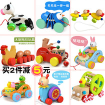 Dragging toddler toy pull car Infant childrens trolley Hand pull rope pull line toy car 1-3 years old baby toy