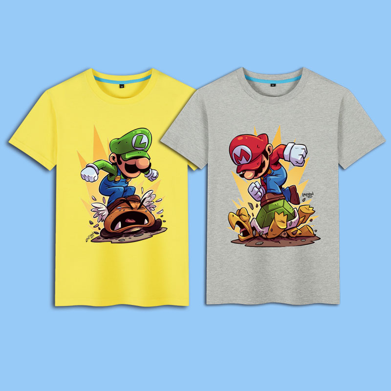 Super Mario Brothers Anime Surrounding Summer New Round Neck Cotton Short Sleeve T-shirt Couple Fashion