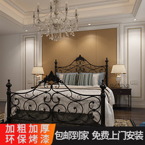 European iron bed princess bed light luxury retro single bed double bed 1 5 1 8 meters Nordic Net red bed