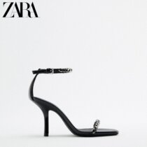 ZARA Spring Summer New Products Womens Shoes Black Chain Decorative Fashion High Heel Sandals 1364810040