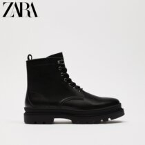 ZARA autumn new mens shoes black lace up vintage boots thick shoes 12004820040